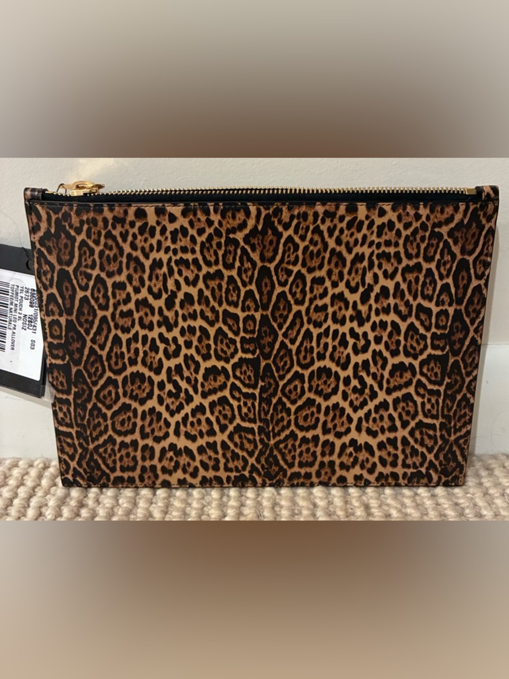 Saint Laurent Leopard Print Zip Pouch - Brown/Black/Gold (YSL) - Picture 4 of 5